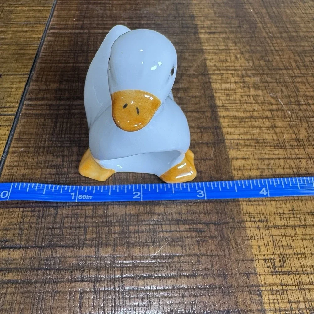 Vtg Ceramic White Duck Goose Napkin Rings Set of 6 Farmhouse Country Kitchen Lot